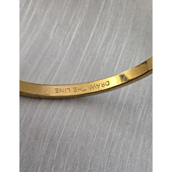 Kate Spade New York Draw the Line Enamel Bangle Bracelet Black with Gold Trim - Picture 6 of 9